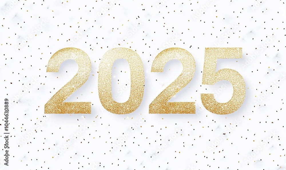 Happy new year 2025 with luxury golden thin numerals on white background. Happy new year 2025 with luxury golden thin numerals on white background.