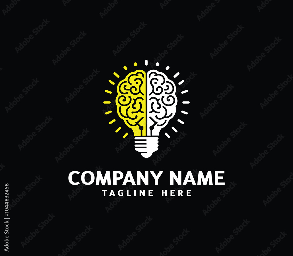 Brain bulb logo design. Modern brain bulb logo, Intelligence Logo, Creative idea logo design. Vector Brain bulb logo design. Modern brain bulb logo, Intelligence Logo, Creative idea logo design. Vector