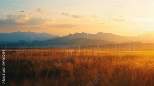 Sound waves radiating across a serene landscape, symbolizing the interconnectedness and harmony of natural and auditory elements.