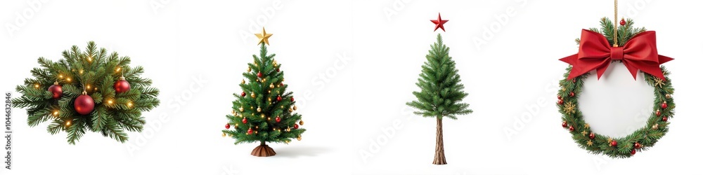 Various Christmas decorations, white isolate background Various Christmas decorations, white isolate background