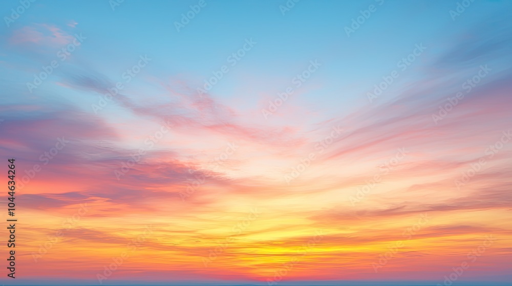 A serene sunset with vibrant colors blending from blue to orange, creating a peaceful atmosphere and stunning visual gradient in the sky. A serene sunset with vibrant colors blending from blue to orange, creating a peaceful atmosphere and stunning visual gradient in the sky.