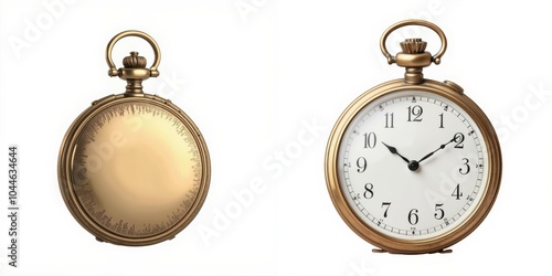 Vintage pocket watch on white isolated background photo