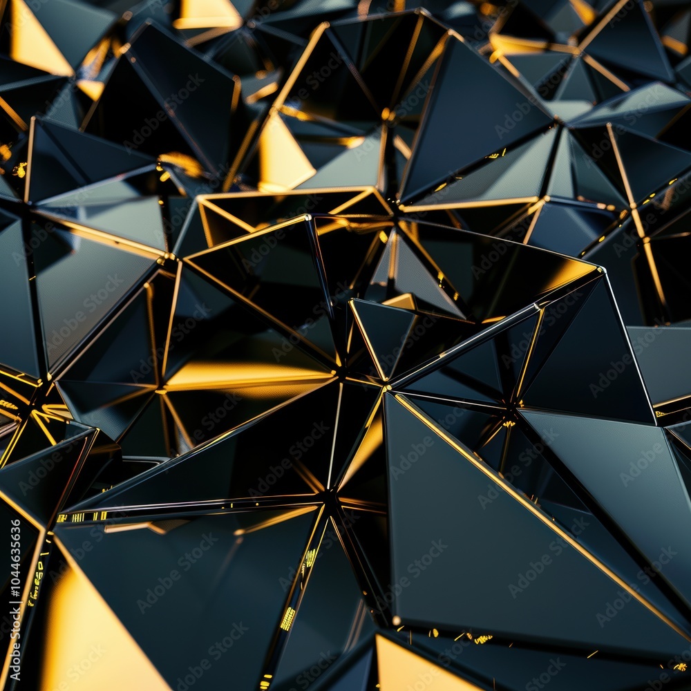 Fototapeta premium Vibrant Metallic Polygons with Glowing Highlights