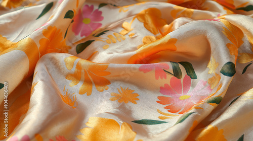 Maski, India  Traditional Indian Silk Saree border pattern with bright colors and floral design.  photo