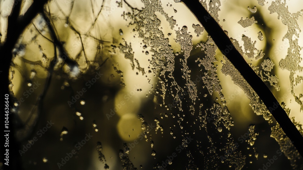 Close-Up of Raindrops on Window with Stark Light Close-Up of Raindrops on Window with Stark Light