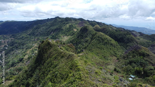 Drone photo of rugged mountain range in Cebu Philippines 