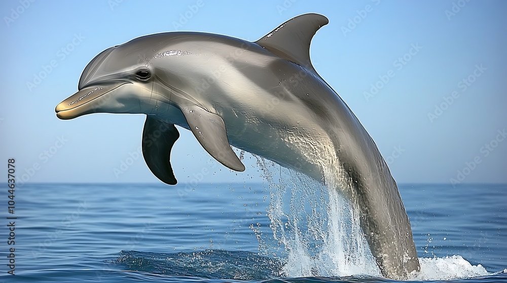 Fototapeta premium Lively Dolphin Breaching Above Ocean Surface