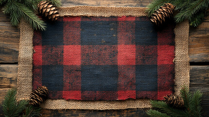 Christmas corner border banner with red and black fabric

