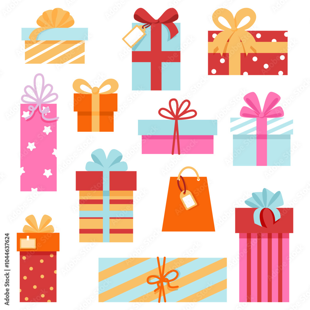 Set of vector gift boxes isolated on white background Set of vector gift boxes isolated on white background