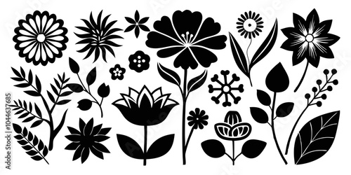 vector flower vector art graphic resources, floral silhouettes