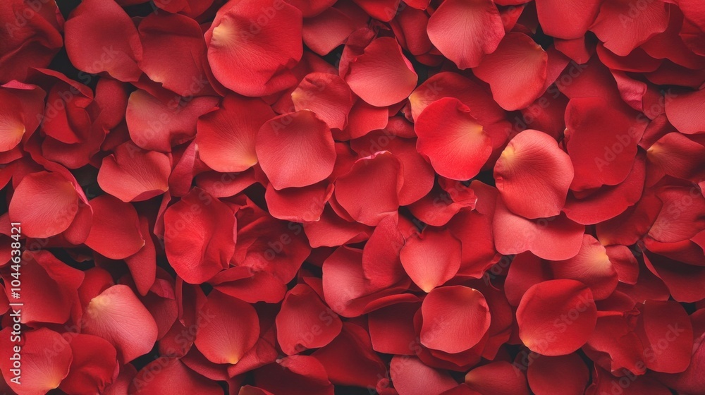 Vibrant red rose petals create textured background, love and romance. Love and romance. Vibrant red rose petals create textured background, love and romance. Love and romance.