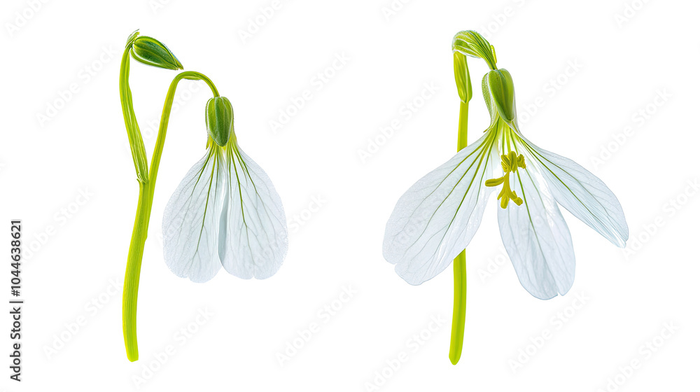 Naklejka premium Delicate White Flowers on Transparent Background Generative AI