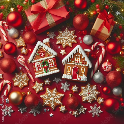 christmas gingerbread house and gifts