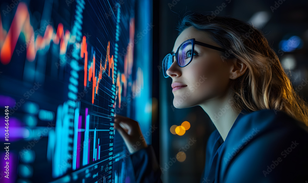 Futuristic Business & Stock Investment Visuals: High-Tech, Neon-Lit Financial Concepts with Modern Urban Backdrops Futuristic Business & Stock Investment Visuals: High-Tech, Neon-Lit Financial Concepts with Modern Urban Backdrops
