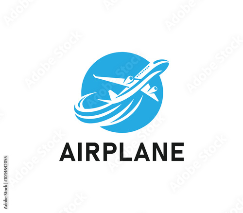 Airplane logo design. Simple travel logo. Flying plane logo template. Travel plane airline vector