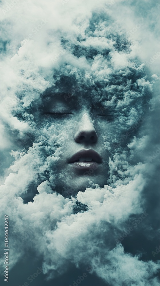 Dreamy Cloudscape: A Woman's Face Emerges from the Mist Dreamy Cloudscape: A Woman's Face Emerges from the Mist