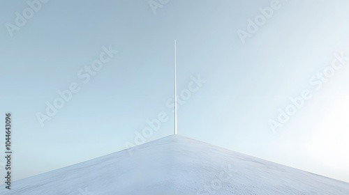 87. A worm's-eye view of a minimalist flagpole reaching into the sky, with no other elements in view