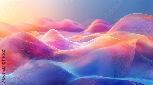 Serene Geometric Rhythms Mesmerizing Pastel Meditation App Visuals with Ethereal Landscapes and Glowing Particles