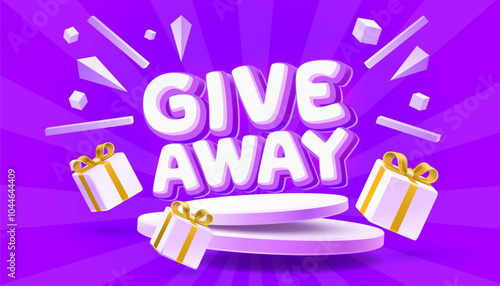 Giveaway podium, shop mega discount, special promo frame. Vector illustration