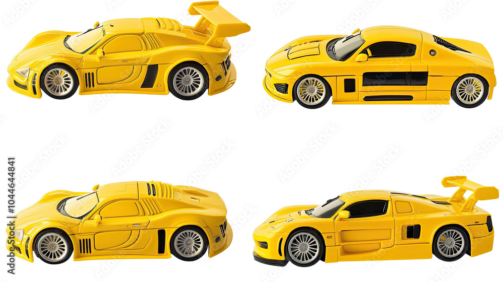 Collection of Yellow Toy Cars Displayed on a Transparent Background Generative AI Collection of Yellow Toy Cars Displayed on a Transparent Background Generative AI