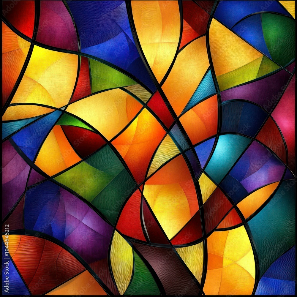 Fototapeta premium Abstract stained glass window background with bold shapes