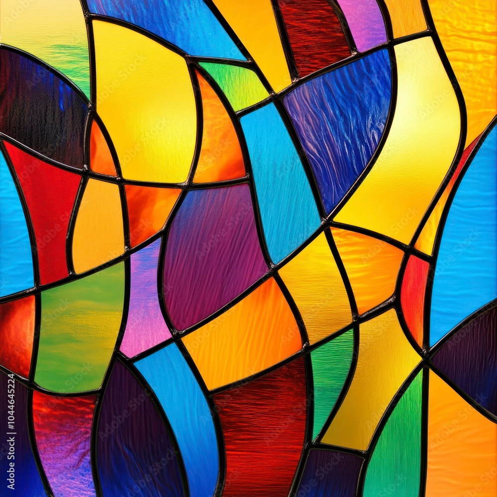 Fototapeta premium Abstract stained glass window background with bold shapes