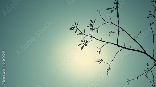 165. A worm's-eye view of a single branch silhouetted against a bright sky, with no other elements in view