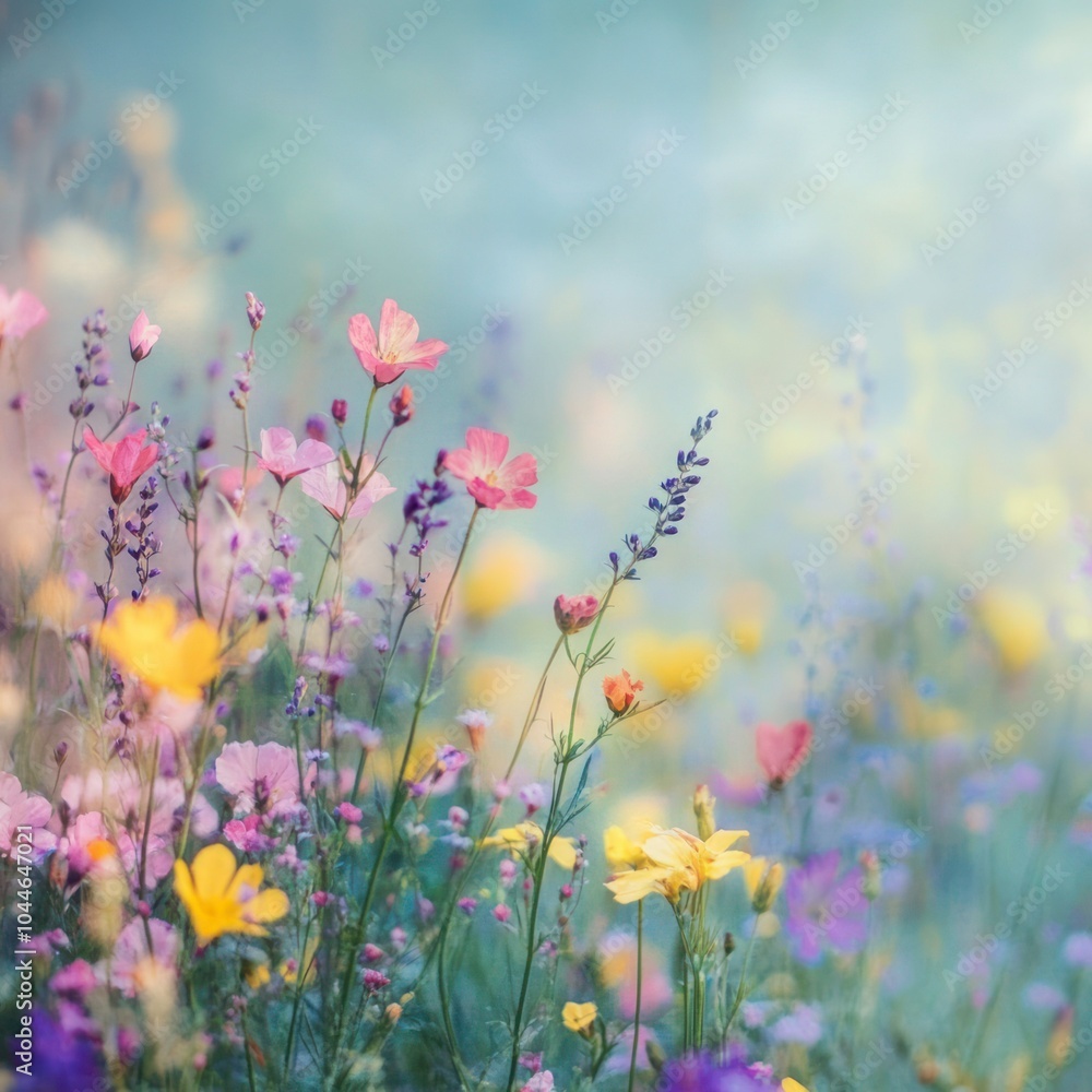 Blurred meadow background with wildflowers Blurred meadow background with wildflowers