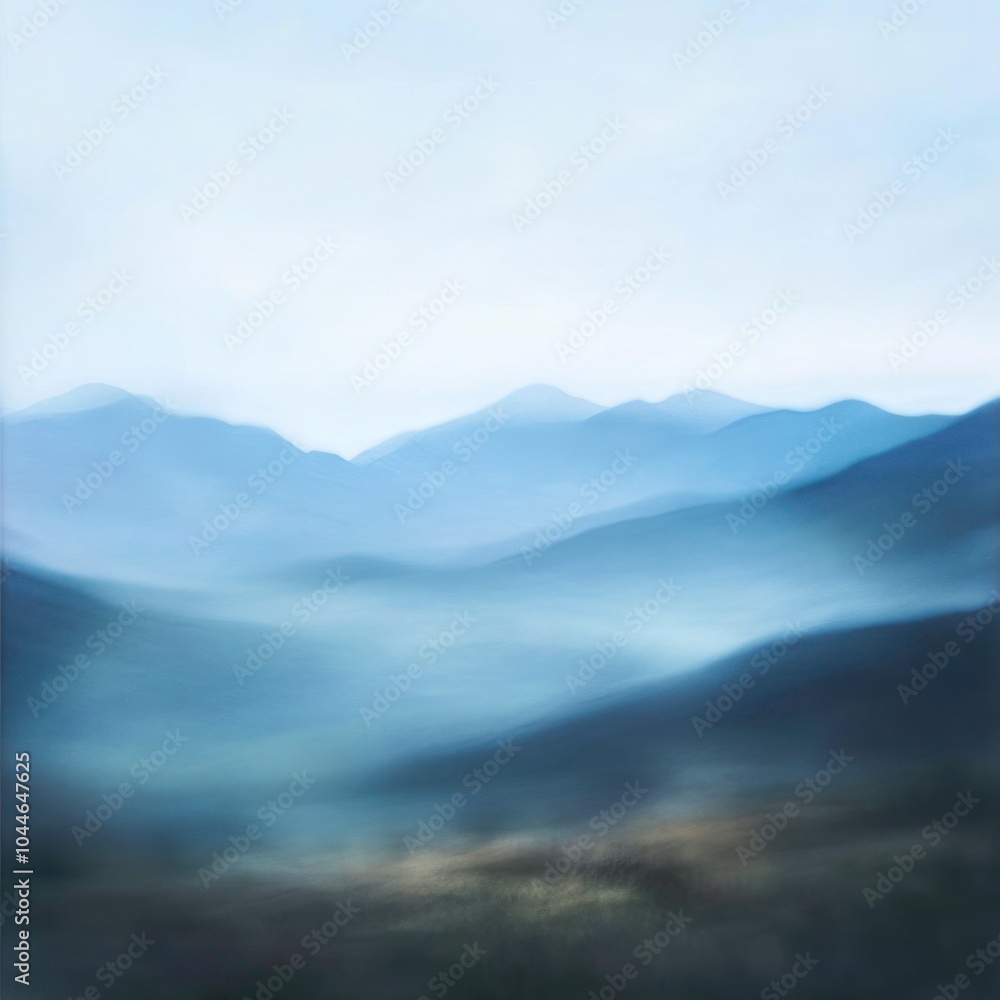 Blurred mountain landscape background with mist Blurred mountain landscape background with mist