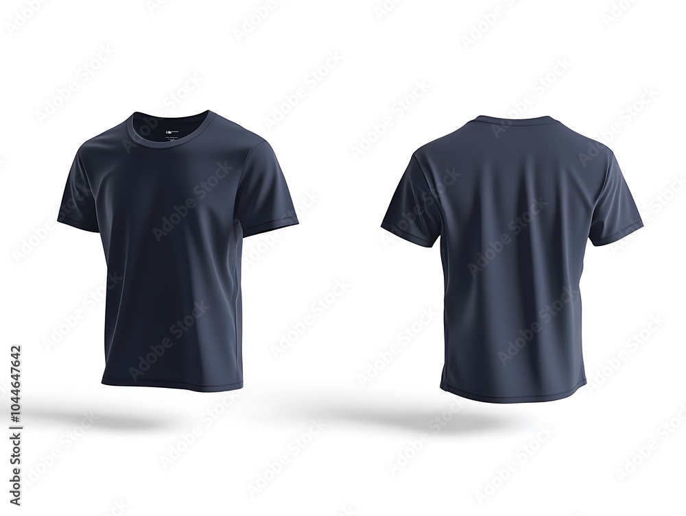 T-shirt back and front view for fashion designs, black shirt with white background T-shirt back and front view for fashion designs, black shirt with white background