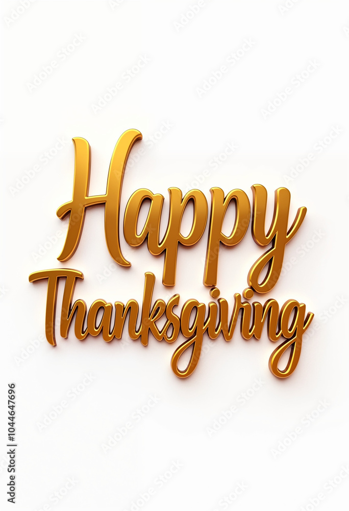 Fototapeta premium Elegant text 'Happy Thanksgiving' combine golden thanksgiving accessories thanksgiving stuff autumn decorative, isolated on white background