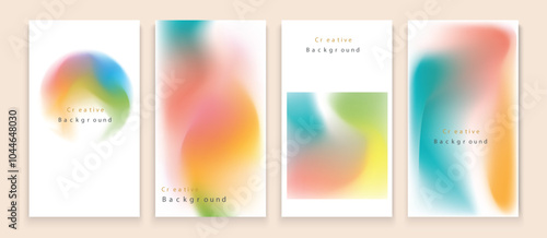 Modern gradient poster background vector set. Minimalist style cover template with vibrant perspective 3d geometric prism shapes collection. Ideal design for social media, cover, banner, flyer.