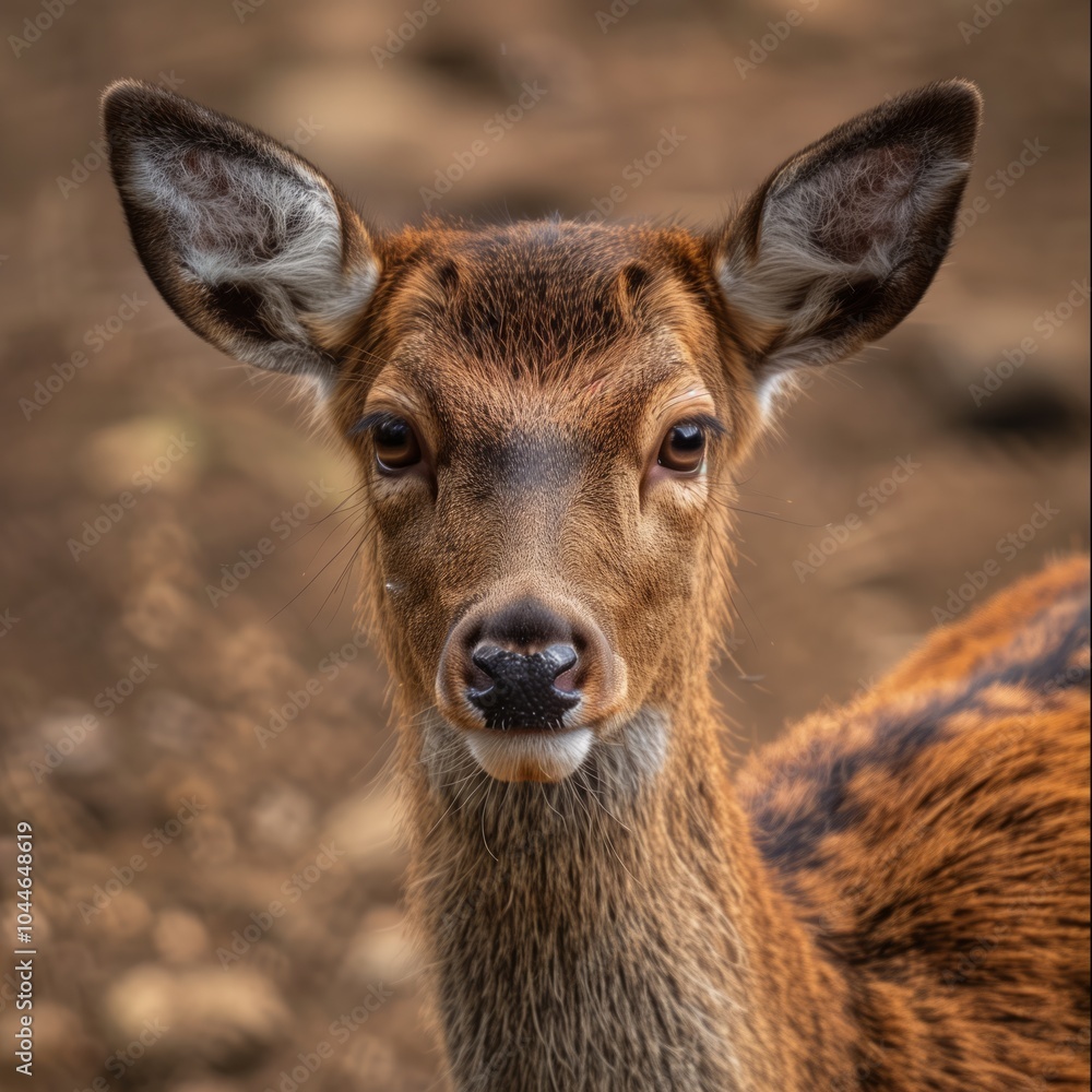 Closeup single sika female deer bambi wild life animals Closeup single sika female deer bambi wild life animals