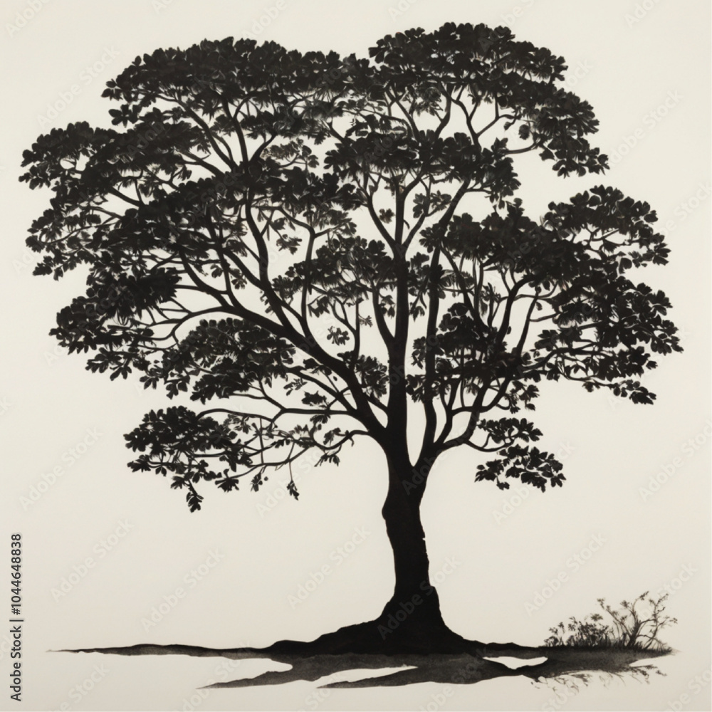 custom made wallpaper toronto digitaldramatic detailed silhouette of a large spreading oak tree.Tree Oak Linden Tree royalty-free stock illustration.A drawing of a tree with the word tree on it.