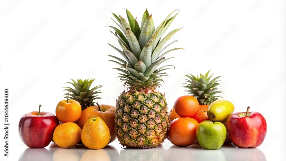 Silhouette of assorted ripe fruits on white background Silhouette of assorted ripe fruits on white background