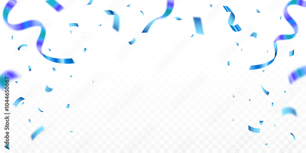 Falling blue confetti seamless background. Luxury blue confetti and carnival ribbons. Falling blue confetti seamless background. Luxury blue confetti and carnival ribbons.