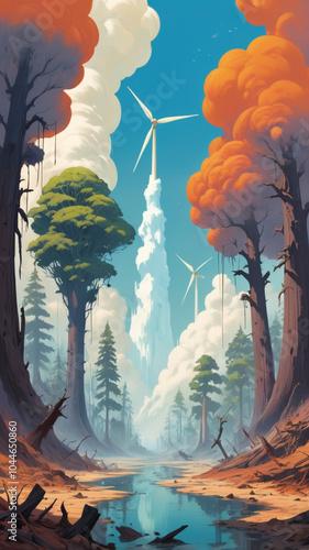 impactful illustration depicting the devastating effects of climate change