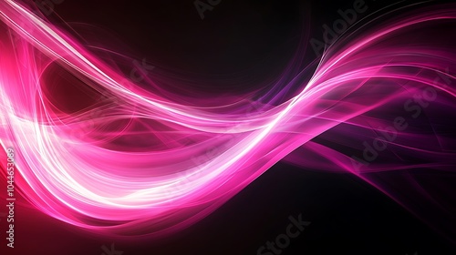 Fototapeta Naklejka Na Ścianę i Meble -  Fractal neon lights abstract background wallpaper background design on dark surface, neon pink lights cyberpunk style lights on motion