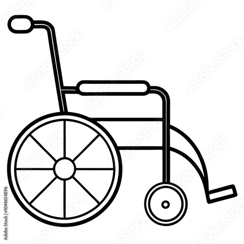 wheelchair line art silhouette vector illustration, white background