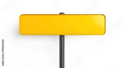 Yellow color street or city sign empty for mockup isolated on white background