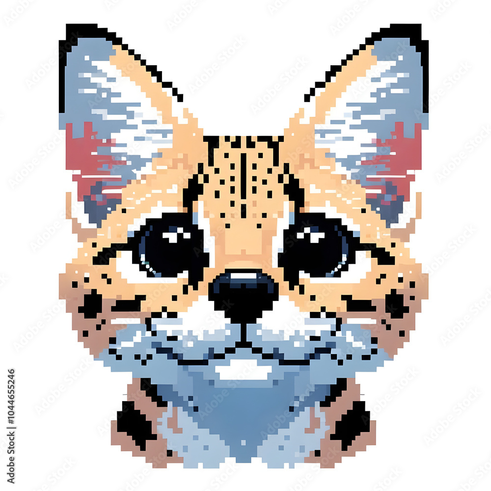 Fototapeta premium 흰 배경, 서벌, 픽셀아트 (white background, serval, pixel art) 
