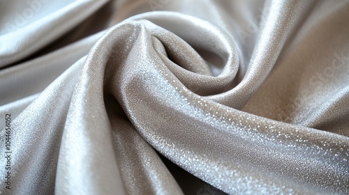 A soft, white-grey satin fabric with a shimmering silver sheen. The background is blurred, creating a beautiful, natural look.