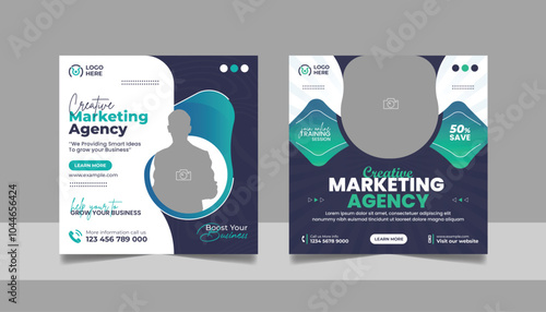 Digital Marketing Social Media Post Template, Online Live Webinar, Business Conference Web Banner Square Flyer Template Set.