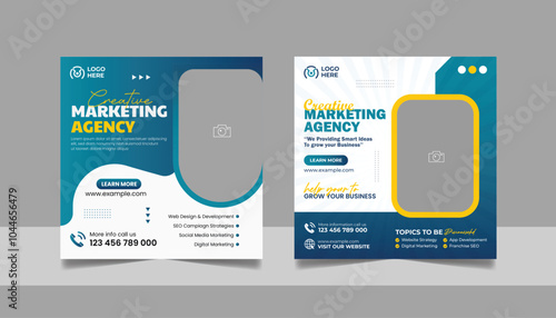 Digital Marketing Social Media Post Template, Online Live Webinar, Business Conference Web Banner Square Flyer Template Set.