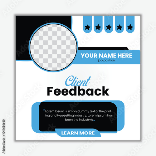 Customer Review Testimonial Quote Template. Vector Design. Clients feedback or testimonial review Instagram post template. 