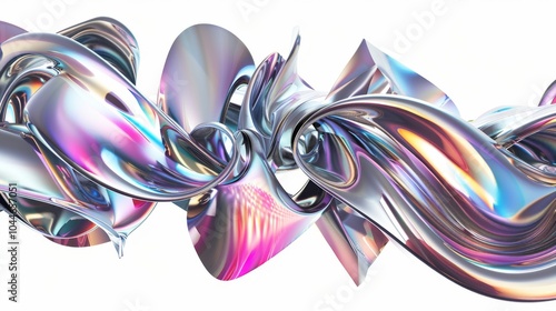 3d render of abstract art with surreal 3d organic ball in curve wavy smooth and soft bio forms in matte aluminium metal material with glass parts, with dispersion effect on grey background