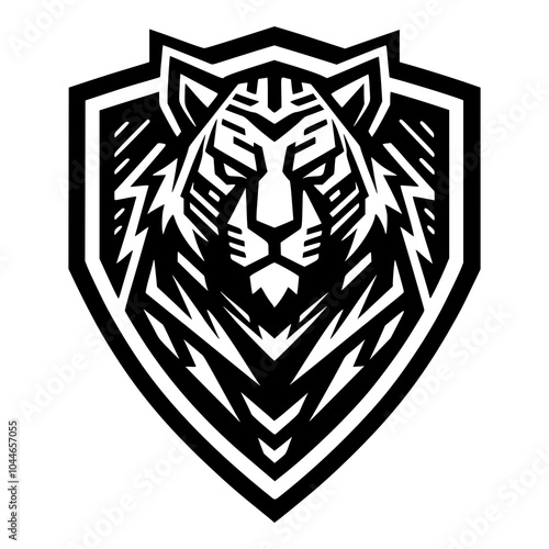 angular badge with a cybernetic tiger