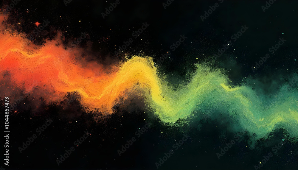 Cosmic Energy Flow, Abstract Wave of Electric Light Transitioning from Red to Green Cosmic Energy Flow, Abstract Wave of Electric Light Transitioning from Red to Green