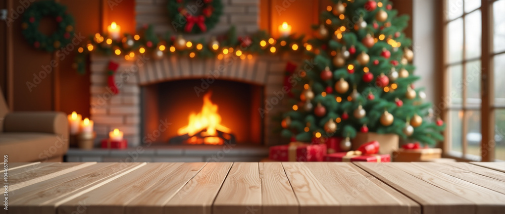 A cozy living room decorated for Christmas with a beautiful tree, presents, and a warm fireplace embracing the holiday spirit A cozy living room decorated for Christmas with a beautiful tree, presents, and a warm fireplace embracing the holiday spirit