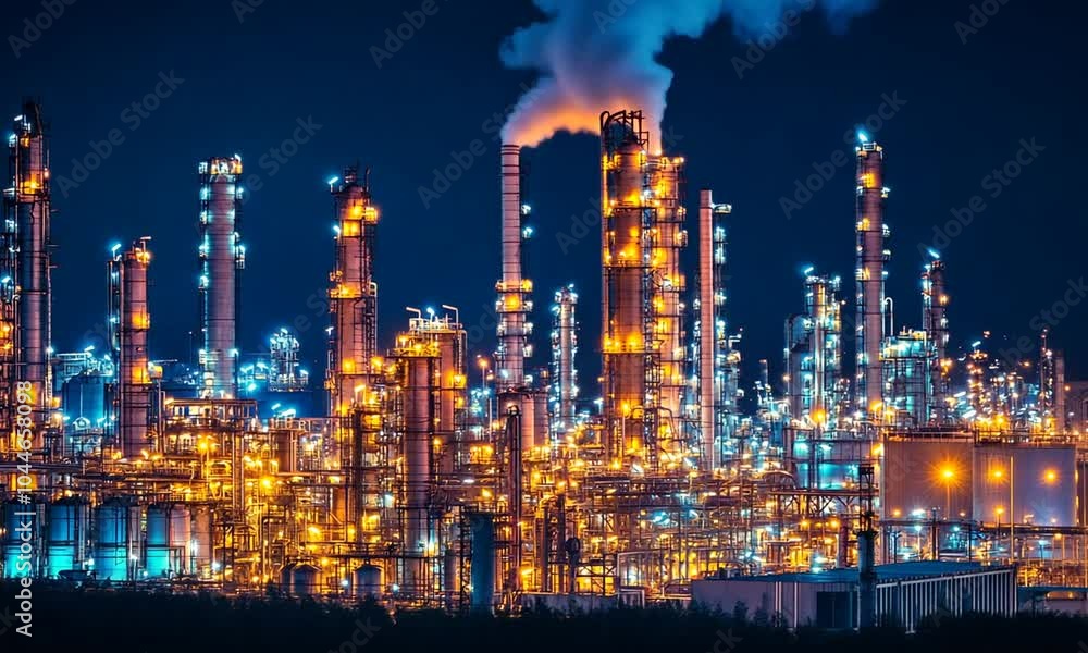 Illuminated Refinery at Night Illuminated Refinery at Night